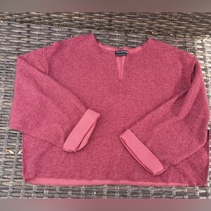 Urban Outfitters Boxy Oversize V-neck Long Sleeve Pullover Top Red Burgundy XS